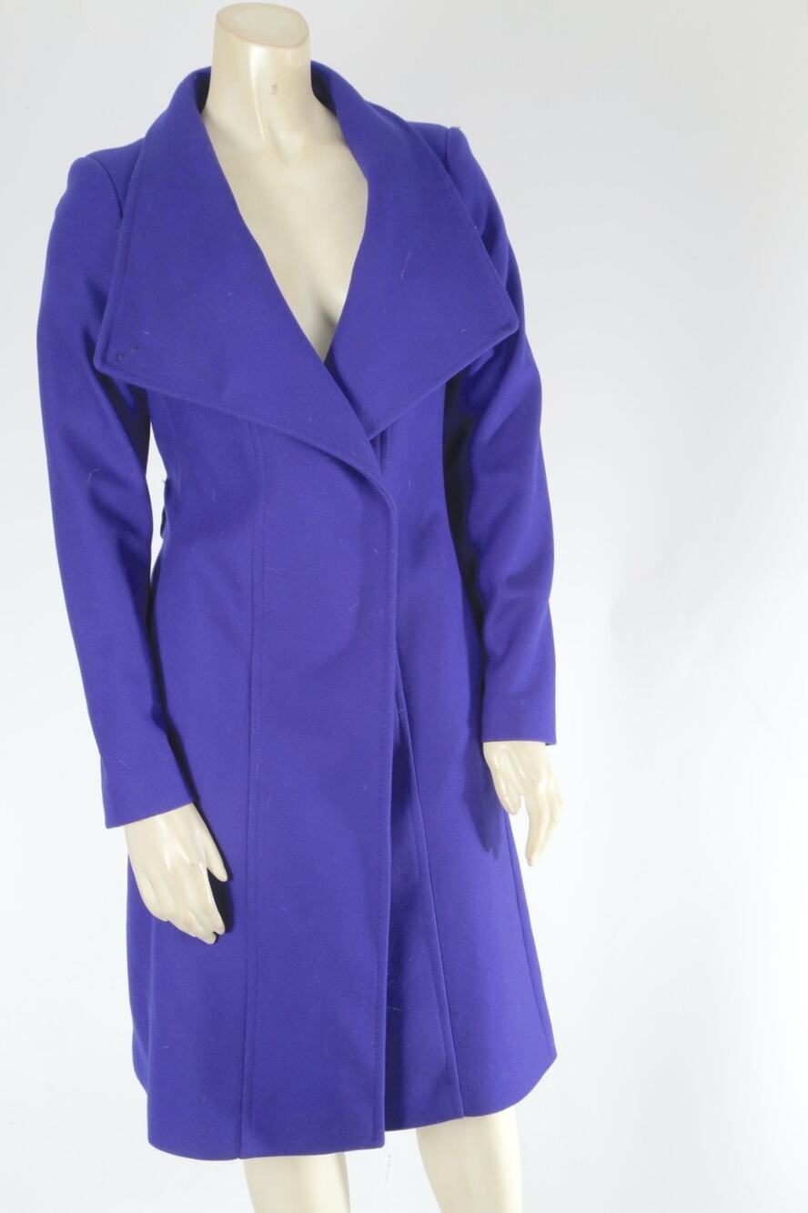 Ted Baker London Blue Wool Cashmere Blend Wrap Midi Coat Floral Lined Size 1